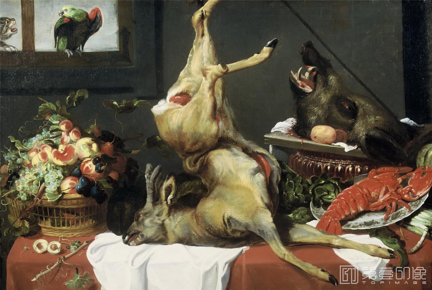 油画-荷兰莫瑞斯泰皇家美术馆Frans Snijders - Still Life with a Dead Stag-172